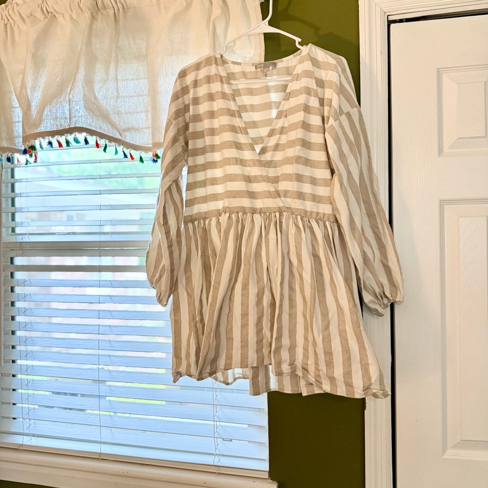 ASOS Size 6 Beige and White Striped Top